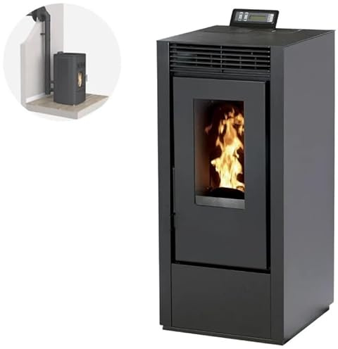 INTERSTOVES – Pack Interstoves – Sartén para gránulos MARINA 14KW estanca negra + kit estanco salida ventosa negro mate