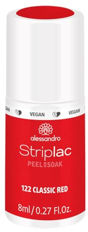 alessandro Striplac UV-Nagellack Classic Red – Schonend und langanhaltend – Einfache Entfernung dank Peel-Off-Technologie – Vegan und tierversuchsfrei – 8 ml