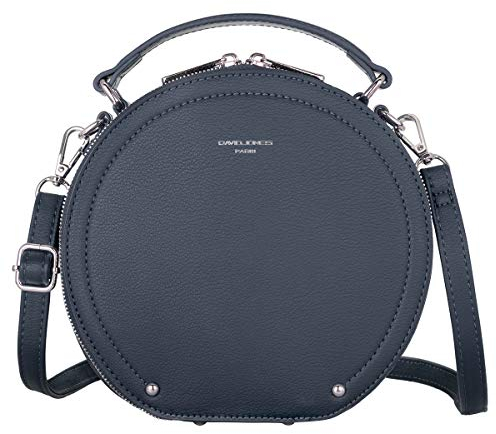 David Jones - Damen Runde Umhängetasche - Frauen Kreis Tasche PU Leder - Elegante Crossbody Bag - Top Griff Schultertasche - Schicke Kleine Handtasche - Clutch Pochette Abendtasche Mode - Blau