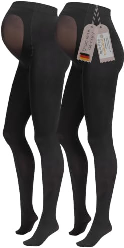 Herzmutter Maternity Tights 80DEN - OekoTex100 - Opaque Pregnancy Pantyhose – Comfortable Over Bump – Matte Black - Set of 2-1320 (S-M, Black, 2x)