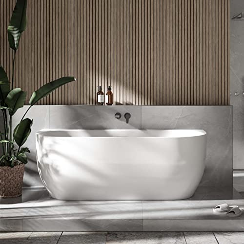 BERNSTEIN Freistehende Badewanne aus Sanitäracryl Wanne mit Doppelwandiger Konstruktion 170 x 75 x 60 cm - 5 Jahre Garantie - Standbadewanne Lena in Weiß glänzend, Acryl-Wanne