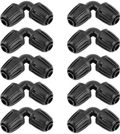Kit 10 Coudes d'Irrigation 16mm, Tuyau d'Arrosage Coude Connecteurs Universels pour Système Goutte-à-goutte, Joints Étanches Agricoles
