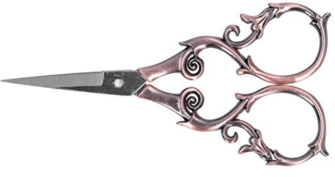 Retro Schere, 4,3 Zoll Vintage Stickschere Edelstahl mit scharfer Spitze Nähschere für die Stickerei Bastel nadelarbeiten Kunstwerk für den täglichen Gebrauch(Antikes Rot)