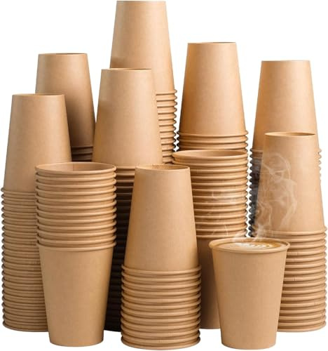 Packadi Gobelet À Café En Carton 80mm 240ml Brun- 100 Pièces/Gobelets jetables pour boissons froids ou chauds