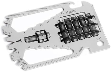 MyEDC 29 en 1 avec 6 embouts - Carte Outil Multifonction de Poche - Outils Velo - Tournevis Allen Torx - Couteau Suisse - Cadeau Homme Noel Original, Idee Cadeau Homme, Gadget Utile Insolite