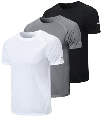 HUAKANG Mens T Shirts Quick Dry Breathable Short Sleeve Gym Tops | Sports Workout Running Athletic Crew Neck Moisture Wicking Tees