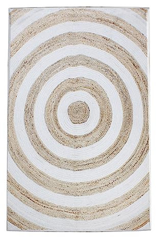 Indischer handgefertigter Baumwolle Chindi Teppich Wohnzimmer Jute Teppich Outdoor Fußmatten Gewebter Teppich Geflochten Kelim Baumwolle Teppich Bohemian Rug 240 x 240 cm (8 x 8 Fuß im Quadrat)