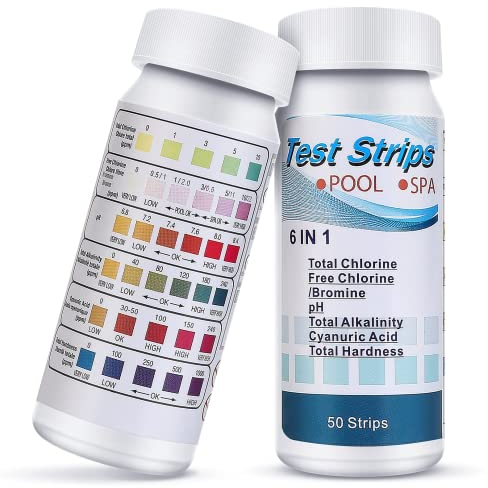 Pool Spa PH Test Strips,6 in 1 Water Quality Testing Strips Kit for Hot Tubs, Swimming Pools,Accurate Quick Detection of pH, Free Chlorine/Bromine, Total Alkalinity, Cyanuric Acid and Total Hardness