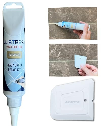 MUSTBEST Tile Grout Repairs Renews Fills Tube - 8.8 Oz, Fast Drying Tile Grout Repair Kit, Restore and Renew Tile Joints Line, Easy and Safe Tile Grout Squeeze Tube (Beige, 8.8 oz)