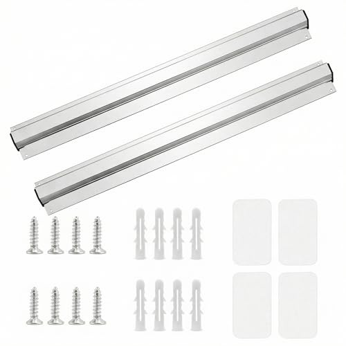 QWORK® 2 Stück Bonschiene Bonhalter Wandhalterung Aluminiumlegierung Klemmschiene für Catering Cafés Kneipen Bars (60cm)