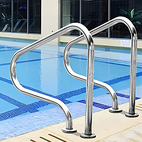 Plerile Rampes De Piscine Main Courante De Piscine en Acier Inoxydable avec Base À Montage Rapide Capacité De Charge De 120kg Barre D'Appui pour Entrées Piscines Creusées (Size : 1 Pack)