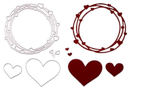 Stanzenshop Stanzschablone Herzkranz, Liebe, Valentinstag, Rot, Stanzformen, Schablonen, Scrapbooking, Kartenherstellung, DIY, Prägeschablonen, Papierkarten, Cutting Dies