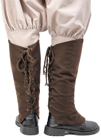 FURPHI Mittelalterliche Leinenbeinschoner für Stiefel Wikinger Piraten Cosaplay Renaissance Kostüm Zubehör