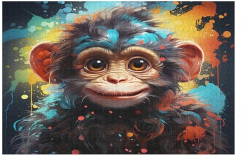 Puzzles Für Erwachsene: AFFE, 1000-teiliges Holzpuzzle Für Erwachsene Und Kinder Ab 12 Jahren. Tolles Geschenk Für Erwachsene （75×50cm）