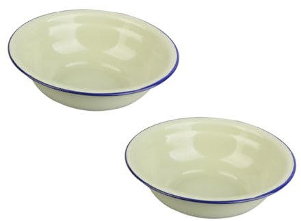 SHOWERORO 2piezas Tazón De Esmalte Retro Recipientes De Alimentos Vintage Para y Servir Profundos y Resistentes Para Cocina y Decoración