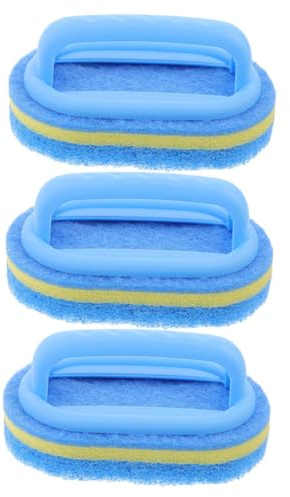 KOMBIUDA 3pcs Bathroom Sponge Brush Handle Set Multi-use Cleaning Sponges for Bathtub and Kitchen Tiles Blue Handheld Sturdy Cleaning for Bathroom