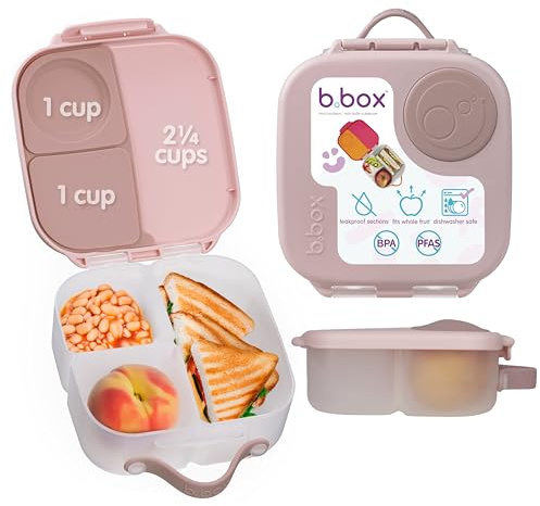 b.box Mini Lunch Box Niños | Fiambrera Infantil Bento con 3 Compartimentos (2 Herméticos) | Fiambrera Niños Ideal para Almuerzos y Picoteo | Cabe 1 Fruta Entera | Sin BPA