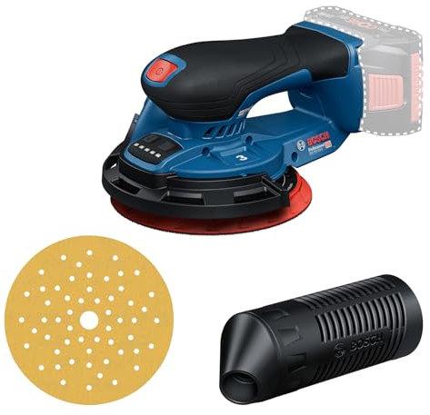 Bosch Professional 18V System Levigatrice a batteria GEX 18V-150-3 incl. 1 carta abrasiva, 1 contenitore, 1 anello di sicurezza, +carta abrasiva + scatola polvere