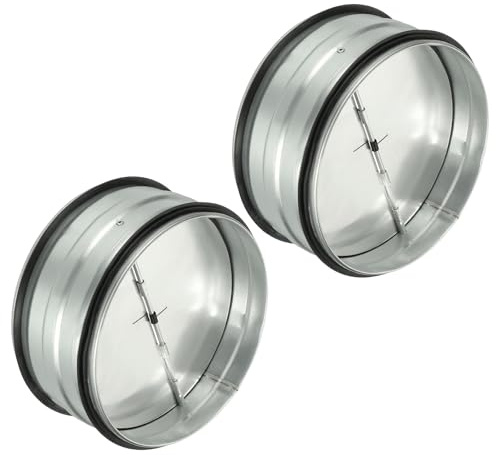 YOKIVE 6-inch HVAC Backdraft Damper, 2 Pcs One-Way Airflow Duct Draft Stopper with Spring-Loaded Folding Blades Inline Fan Vent, Great for Range Hoods Air Ventilation System (Silver Tone)