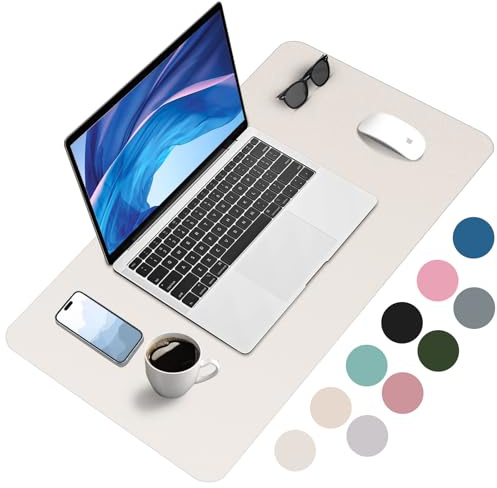 Zanfqvo Tapis de Bureau - Grand Tapis de Souris en Cuir PU - Sous-Main Imperméable pour Bureau, Maison, 60 cm x 35 cm (Beige)
