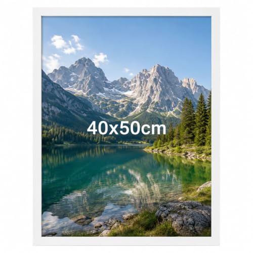 Truevaste Bilderrahmen 40x50 cm Weiß – MDF Rahmen mit Acrylglas, Vielseitiger Fotorahmen für Wand & Tisch, Perfekt für Poster, Fotos, A3-Drucke & Dokumente