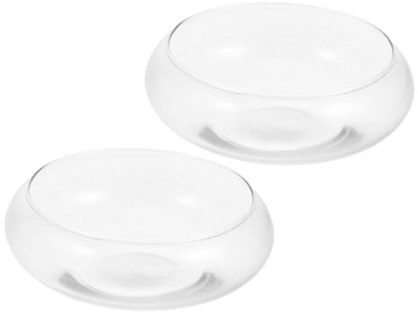 PartyKindom 2pcs Glass Hydroponic Flower Pot Lotus Planter Bowl Succulent Pots for Home Decor Indoor Hydroponic Plants and Vase Display Holder