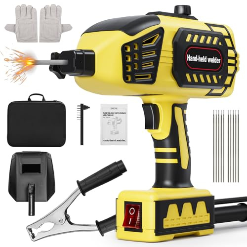 Handheld Welding Machine, Portable 220V Arc Welder with 10 Welding Rods, IGBT Inverter, 5 Adjustable Current Settings, Electric Welding Set for 1/16-1/8 Welding Rods