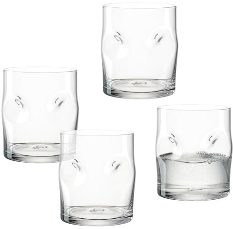 LEONARDO HOME VESUVIO Lot de 4 verres à boire - 4 verres de couleur - Inclusions de bulles - Aspect structuré - Puissant de caractère - Gobelets à eau - Boissons gazeuses - Passe au lave-vaisselle