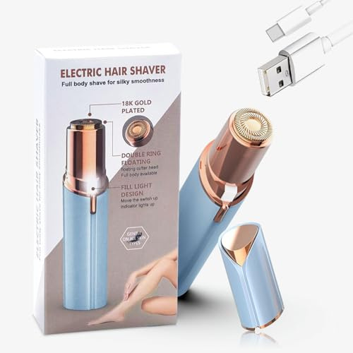 Facial Hair Remover for Women – Electric Face Razor with Light, Hair Removal for Upper Lip, Chin & Cheeks – Color Blue