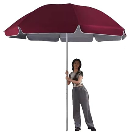 Ombrellone da giardino inclinato regolabile da 220 cm, protezione dai raggi UV, con asta in acciaio da 32 mm, ideale per patio e spiaggia all'aperto