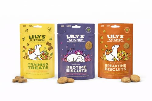 Lilys Kitchen Dog Treats Bundle (3x80g) Made with Natural Ingredients Variants Suited for Bedtime -Breaktime Biscuits & Training Treats