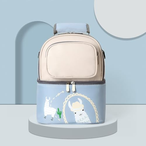 Bolsa enfriadora de leche materna de 5 piezas con aislamiento térmico, bolsa de lactancia para bebés con aislamiento Mochila enfriadora de biberones portátil Mochila práctica para (Beige Sky Blue)