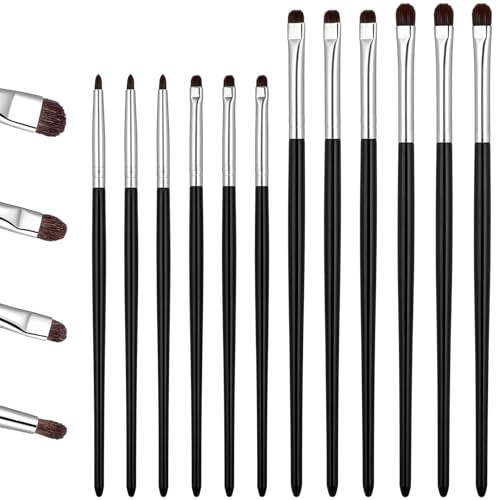 YUXIANLB 12 stycken eyeliner ögonbrynsborste, vinklad eyeliner pensel makeup eyebrow pensel ögonbrynsborste sminkborste ögonskugga penselset applikator kosmetisk borste borste