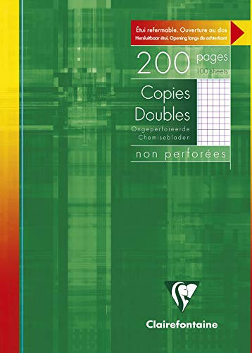 Clairefontaine 5722C Packung (mit 100 Kanzleibögen DIN A4, 21 x 29,7 cm, kariert, nicht perforiert, ideal für die Schule) weiß