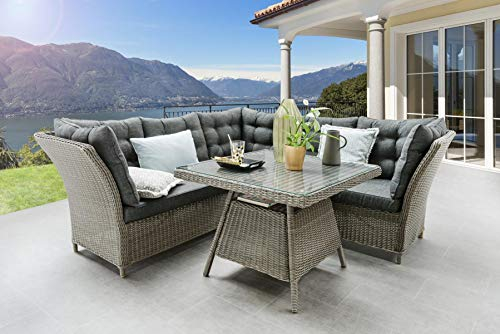 Destiny Eckgruppe Palma, Tisch 90x90x67cm, Polyrattan, Vintage grau