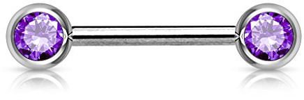 Paula & Fritz® Brustwarzen-Piercing 12mm 14mm 16mm lang Brustpiercing Intimpiercing Nippelpiercing Hantel Barbell Zirkonia