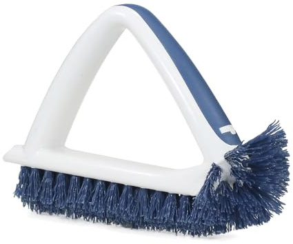 Unger 2-in-1 Grout and Corner Scrubber Brush Tool, Crevice Bathroom Cleaning Supplies for Showers, Door Tracks, Tile, and Bathtubs, Household 360-Degree Scrubbing Power
