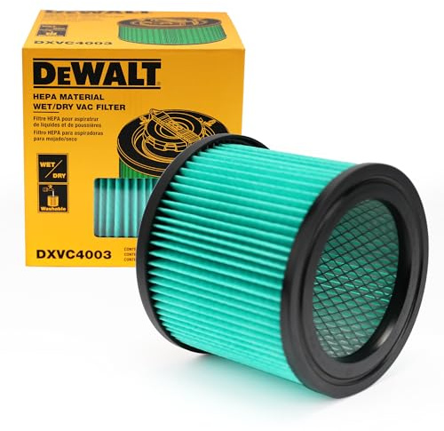 DeWalt DXVC4003 HEPA-kassettfilter, passar för 4 gallon våta/torra dammsugare, kompatibel med DeWalt DXV04T, DXV05P, DXV05S, DXV08S, DXV06G våt/torrbutik dammsugare