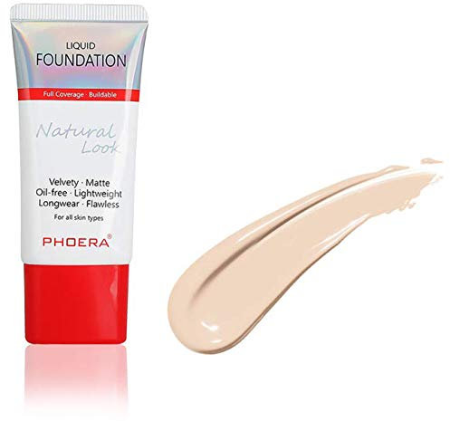 AQUAPURITY PHOERA Fondotinta a copertura completa, impermeabile, a lunga durata, senza olio, in velluto, liquido opaco, per pelli grasse e impeccabile, crema base per il trucco (104B Sand Beige…)