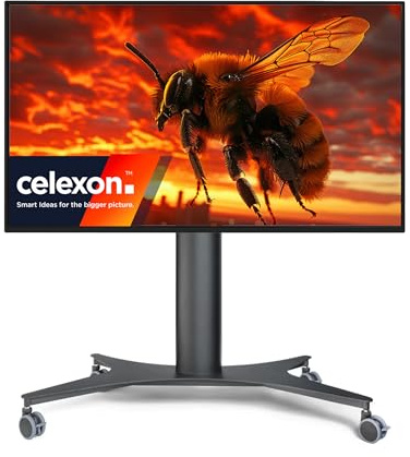 celexon Expert Displayrollwagen | 42-86 | elektrisch höhenverstellbar 70cm | Schwere Touchdisplays bis 136 kg komfortabel und sicher nutzen, mit Kollisionsschutz und praktischem Schnellspannsystem
