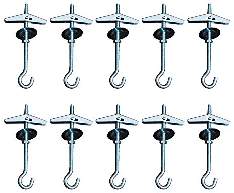 JINXM Lot de 10 crochets de plafond, crochet de montage pour plaque de plâtre, crochet à ressort à bascule pour suspendre des plantes, ancrages avec filetage