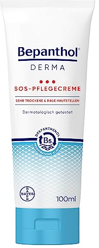 Bepanthol DERMA SOS-Pflegecreme, Körperpflege für sehr trockene und raue Hautstellen, dermatologisch getestete Feuchtigkeitscreme mit Dexpanthenol, 100 ml Tube