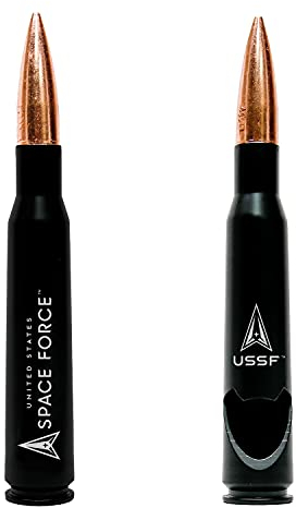 Military Veteran Products Black Metal 50 Cal BMG Bottle Opener - US Space Force Gift