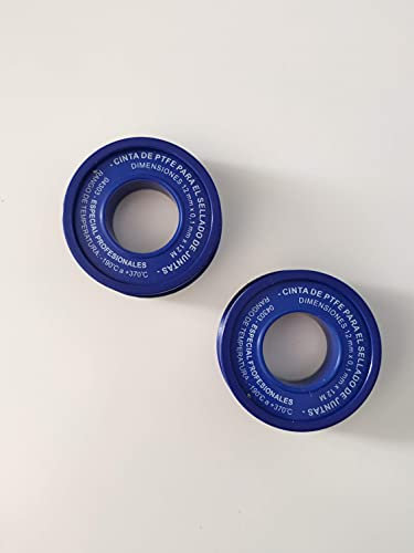 Roger 2 Rollos de cinta PTFE Profesional (Teflón) para el sellado de juntas de fontanería 1/2 (12mm x 0,1mm x 12m), Blanco