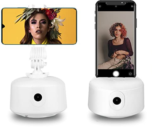 SUPERUS Auto Face Tracking Halter, 360° Automatisch Nachführende Telefonständer für Handy/Tablet/Stativ, USB-Aufladung Keine App Erforderlich, Ideal Handyhalterung für Live Vlog Streaming Video (Weiß)
