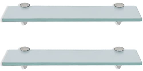 Randaco 2X Glasablage Glasregal, Glasablage Mattglas mit Wandhalterung&8mm ESG Sicherheitsglas und Halterung, perfekt geeignet als Duschregal/Badablage für Bad, Küchen,Balkon (50x10x0.8 cm)