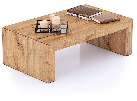 MOBILI FIVER, Mesa de Centro Angelica Madera Rustica, mesita salón, mesita Auxiliar Baja, Made In Italy