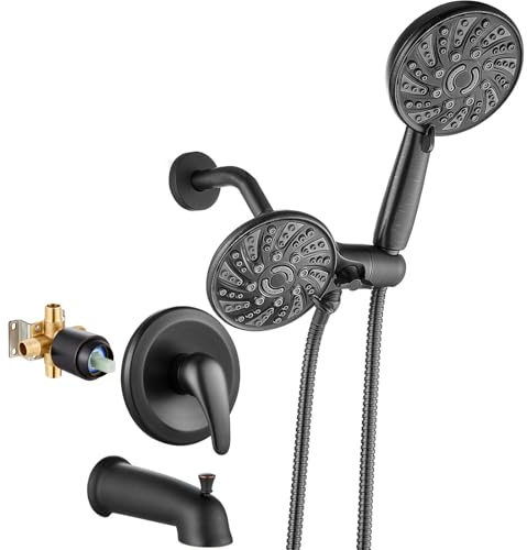 gotonovo Tub Shower Faucet Set Bathroom Shower Head Kit High Pressure Bathtub Shower Faucet 6 Modes ABS Handheld Spray Valve and Shower Trim Kit Shower Head and Handle Set Oil Rubbed Bronze