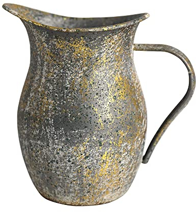BIG FORTUNE Vintage Metal Flower Vase Milk Jug Vase Small Vases for Flowers Rustic Vase Vintage Decorative Pitcher Metal Rustic Vase Kitchen Decorations Metal Vases for Decor Rustic Green Grey Gold