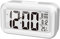 Upgraded Digital Alarm Clock, 4.3 LED Display with Temperature Larger Lound Light Control Portable Snooze Calendar Brightness with Battery Powered Alarm Clocks Bedside for Everyone (White)